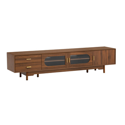 Modern TV Stand With Fluted Glass Doors &amp; 2 Drawers