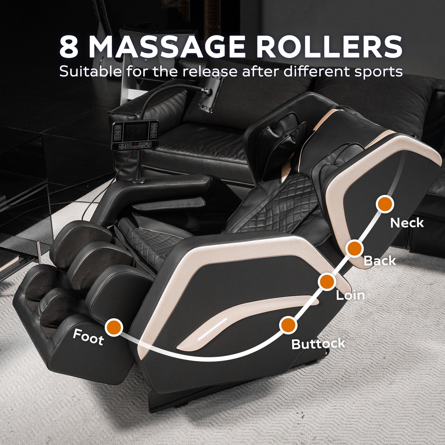 Zero Gravity Massage Chair Recliner &amp; 10 Massage Heads And Full Body Air Pressure - Black