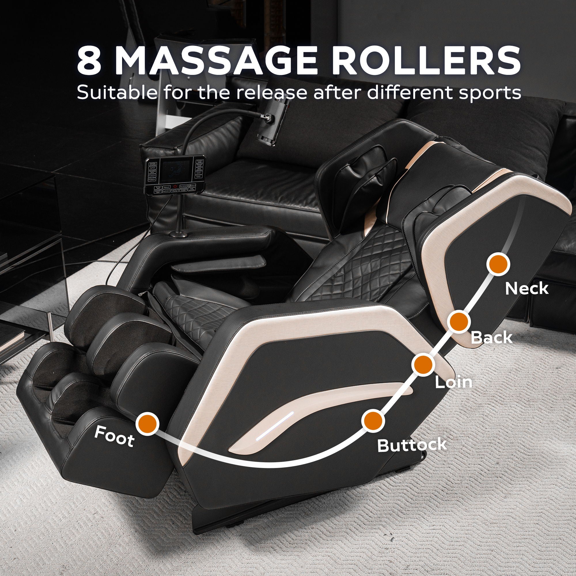 Zero Gravity Massage Chair Recliner &amp; 10 Massage Heads And Full Body Air Pressure - Black