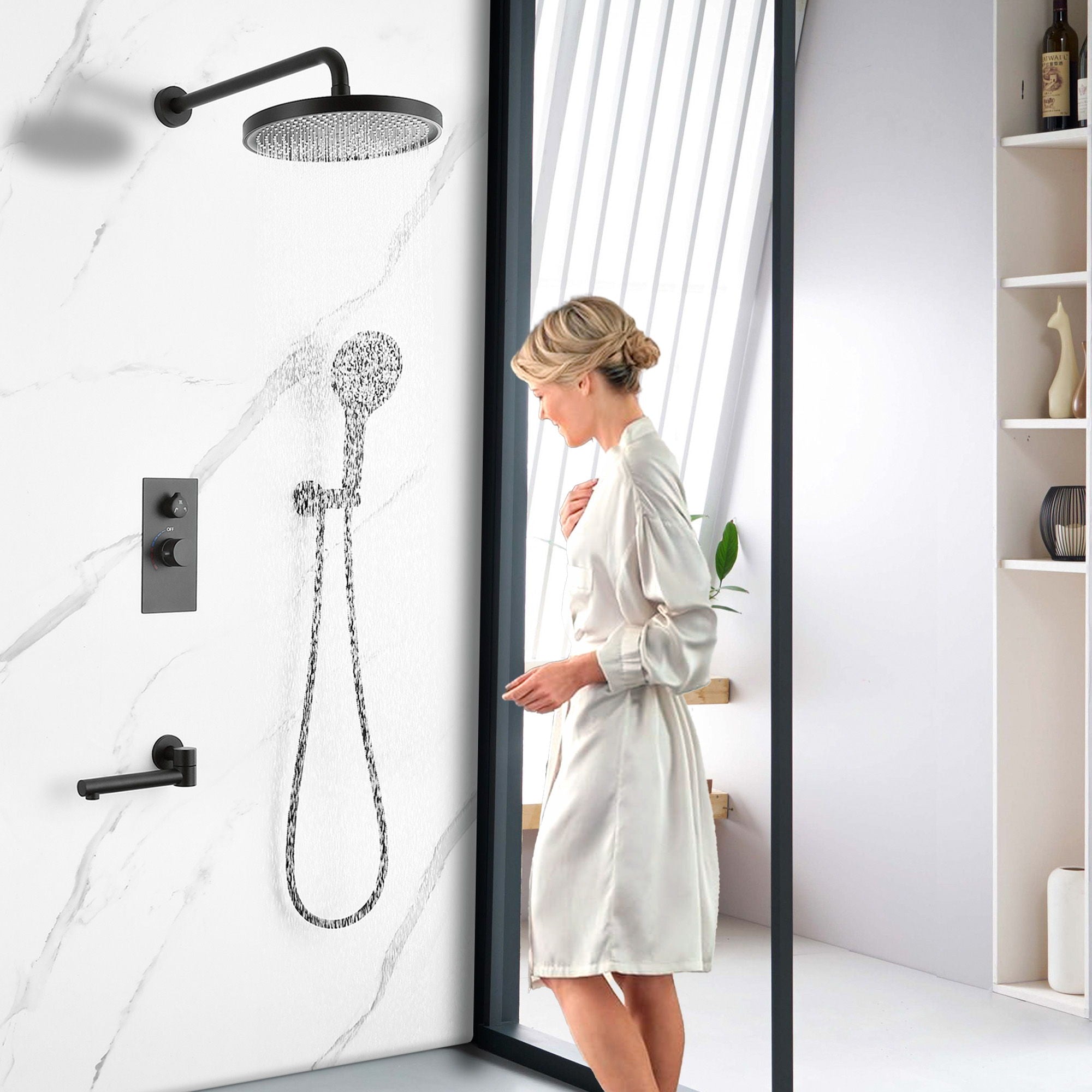 10&quot; Shower System Set With Control Valve And Overhead Shower