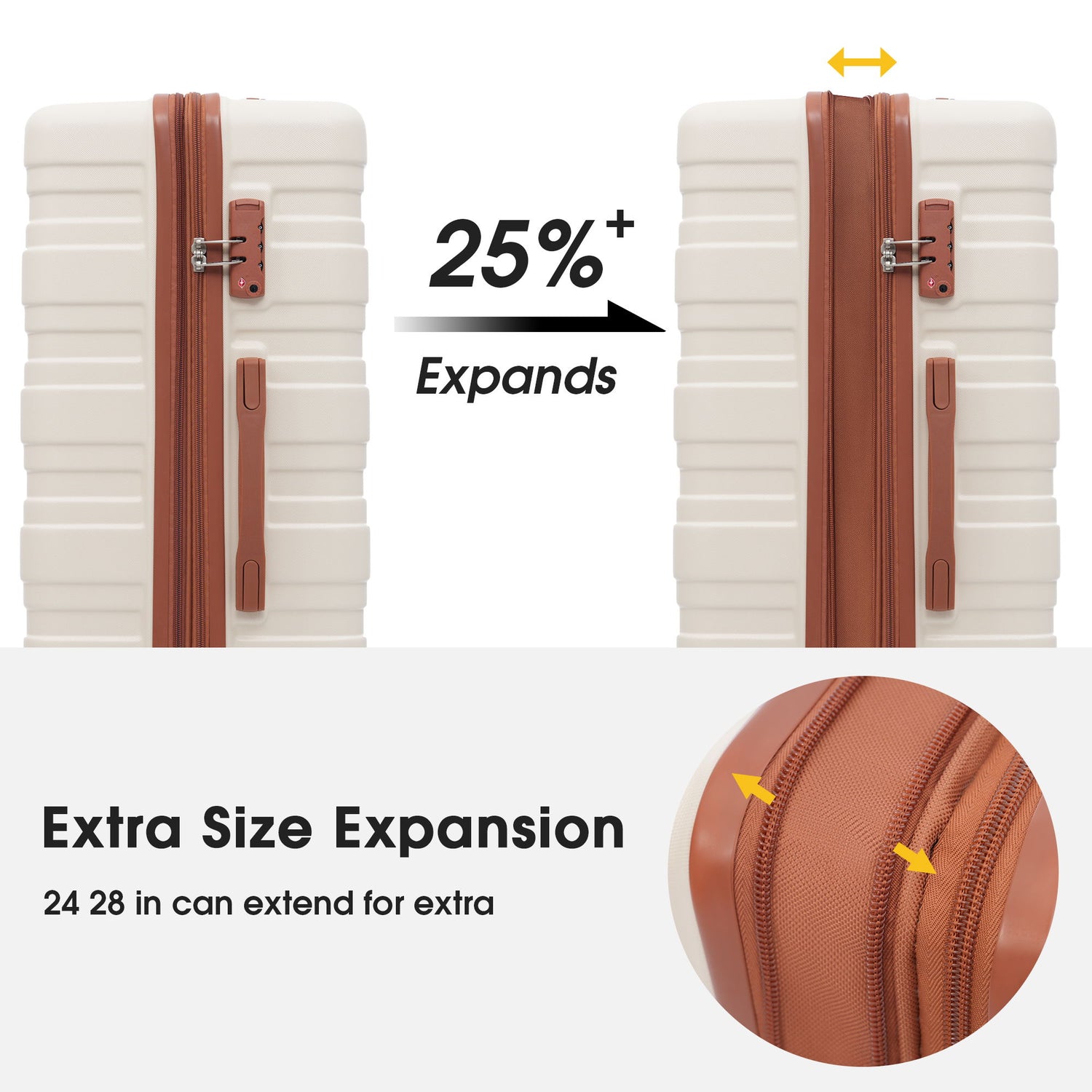 Luggage With Tsa Lock Spinner Wheels Hardside Expandable Luggage Travel Suitcase Check In Luggage ABS 24&quot;