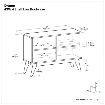 Draper - Handcrafted Low Bookcase