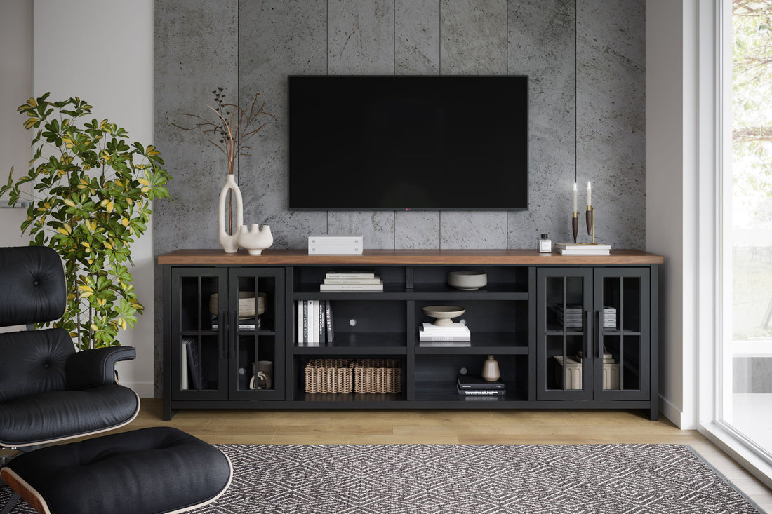 Essex - TV Stand Console For TVs Up To 100&quot; - Black, Whiskey