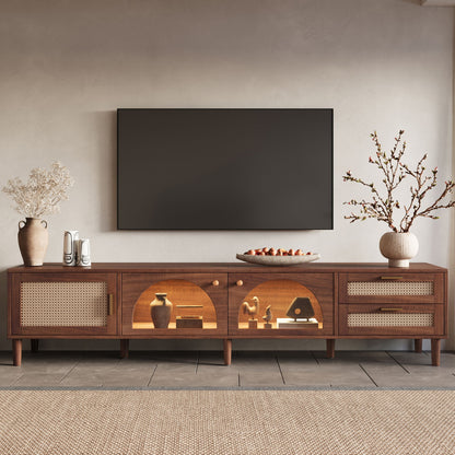 TV Stand For TVs Up To 90", Media Console With App Controlled LED Lights, 2 Drawers &amp; Door Storage - Dark Brown