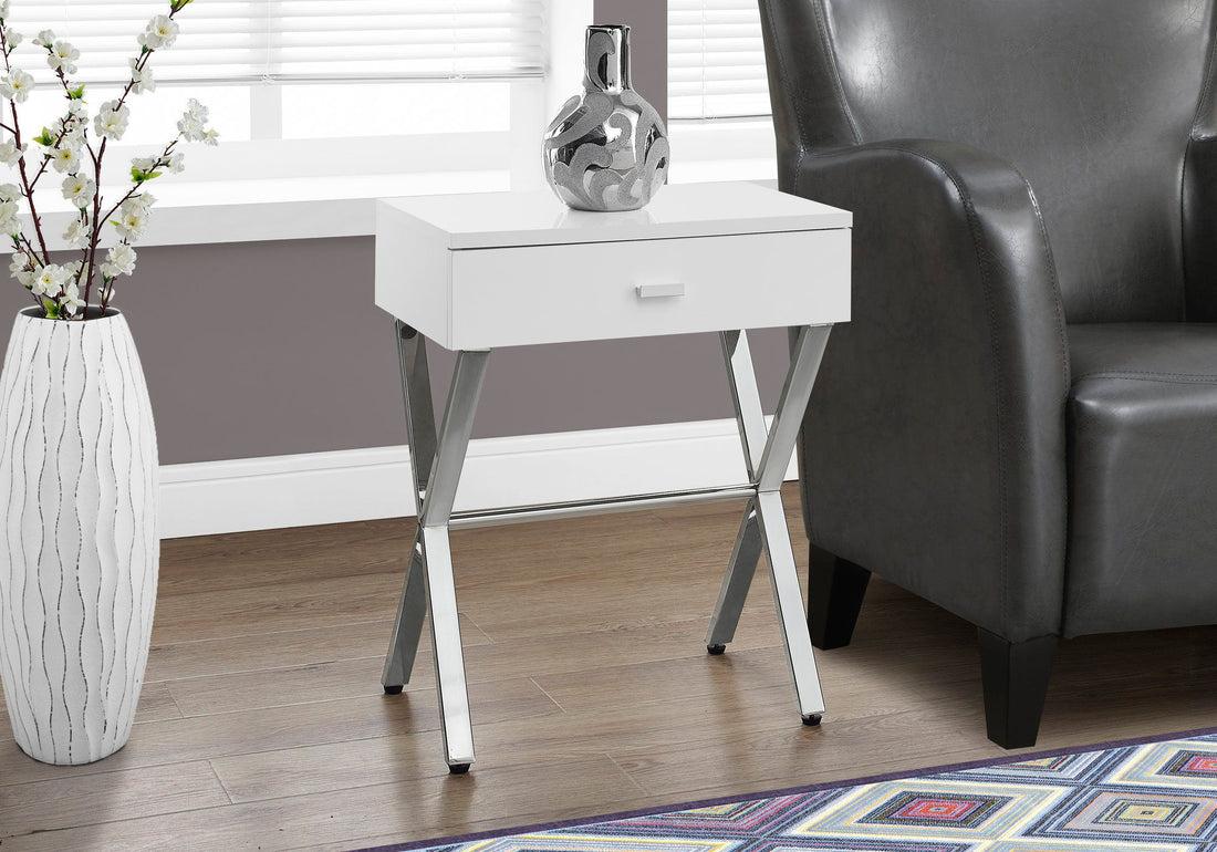 Accent Side X Table, Storage Drawer, Contemporary &amp; Modern
