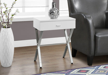 Accent Side X Table, Storage Drawer, Contemporary &amp; Modern