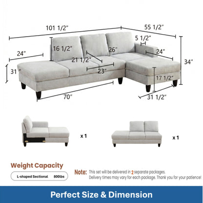 L - Shaped Sectional Sofa With Chaise &amp; Ottoman