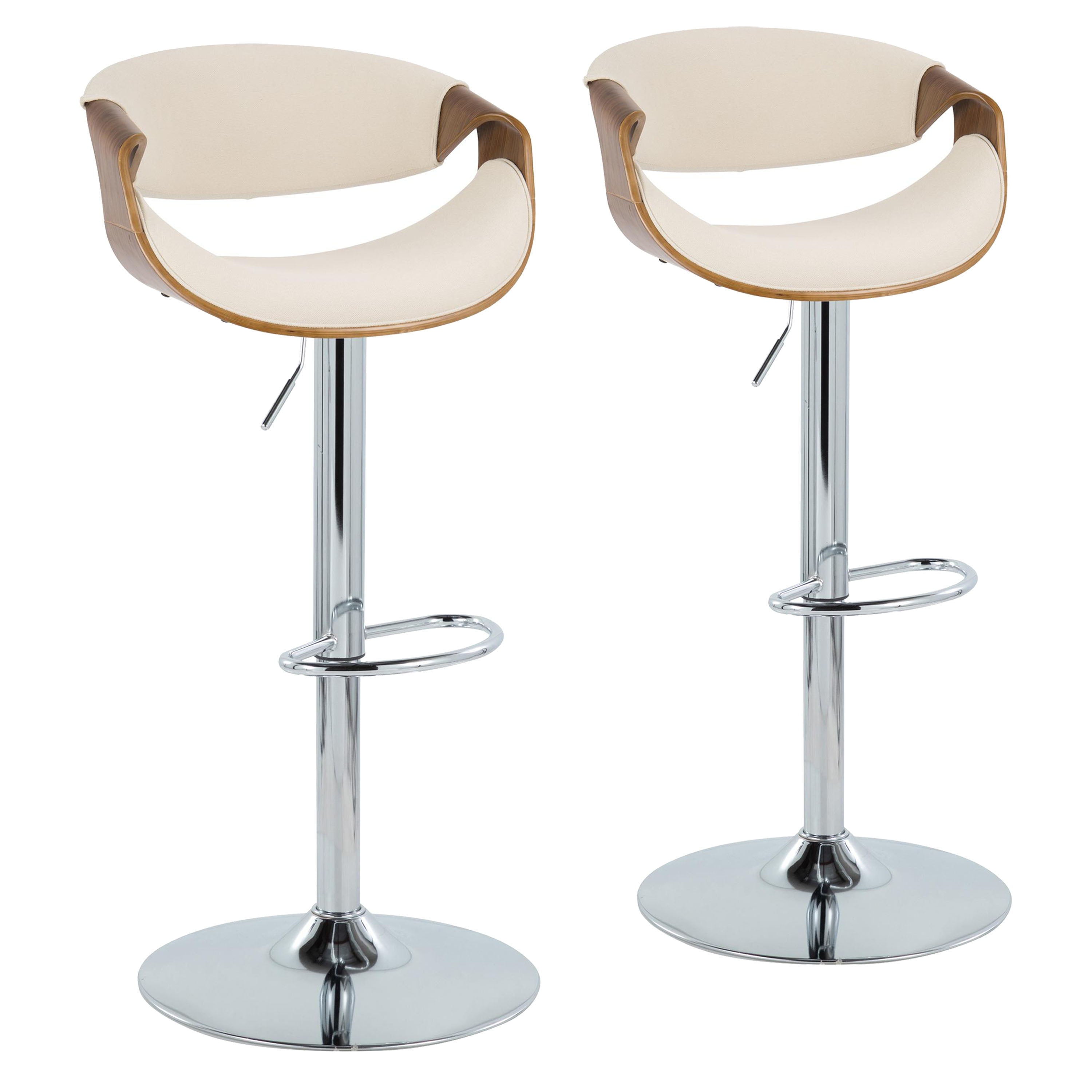 Curvo - Mid Century Modern Adjustable Barstool &amp; Swivel (Set of 2)