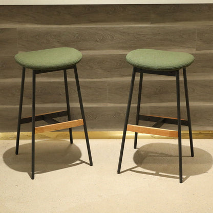 Modern Bar Stools Comfortable &amp; Stylish Counter Height And Bar Height Bar Stools, Soft Fabric Upholstered, Backless For Kitchen, Dining Room Bar Chairs (Set of 2) - Green