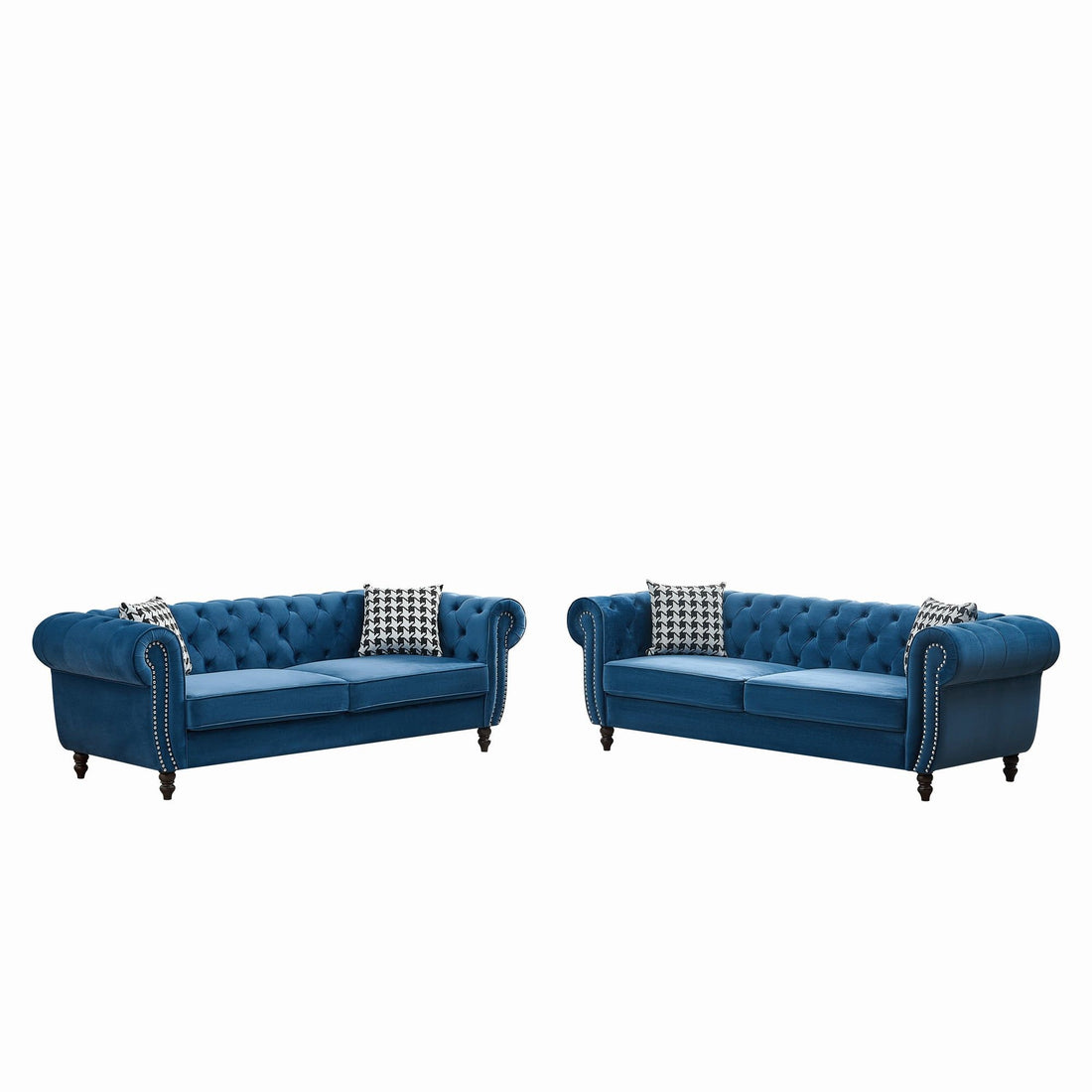 Chesterfield Set With Roll Armrest &amp; Nailhead