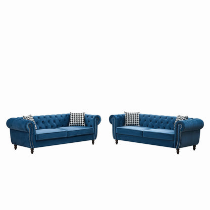 Chesterfield Set With Roll Armrest &amp; Nailhead