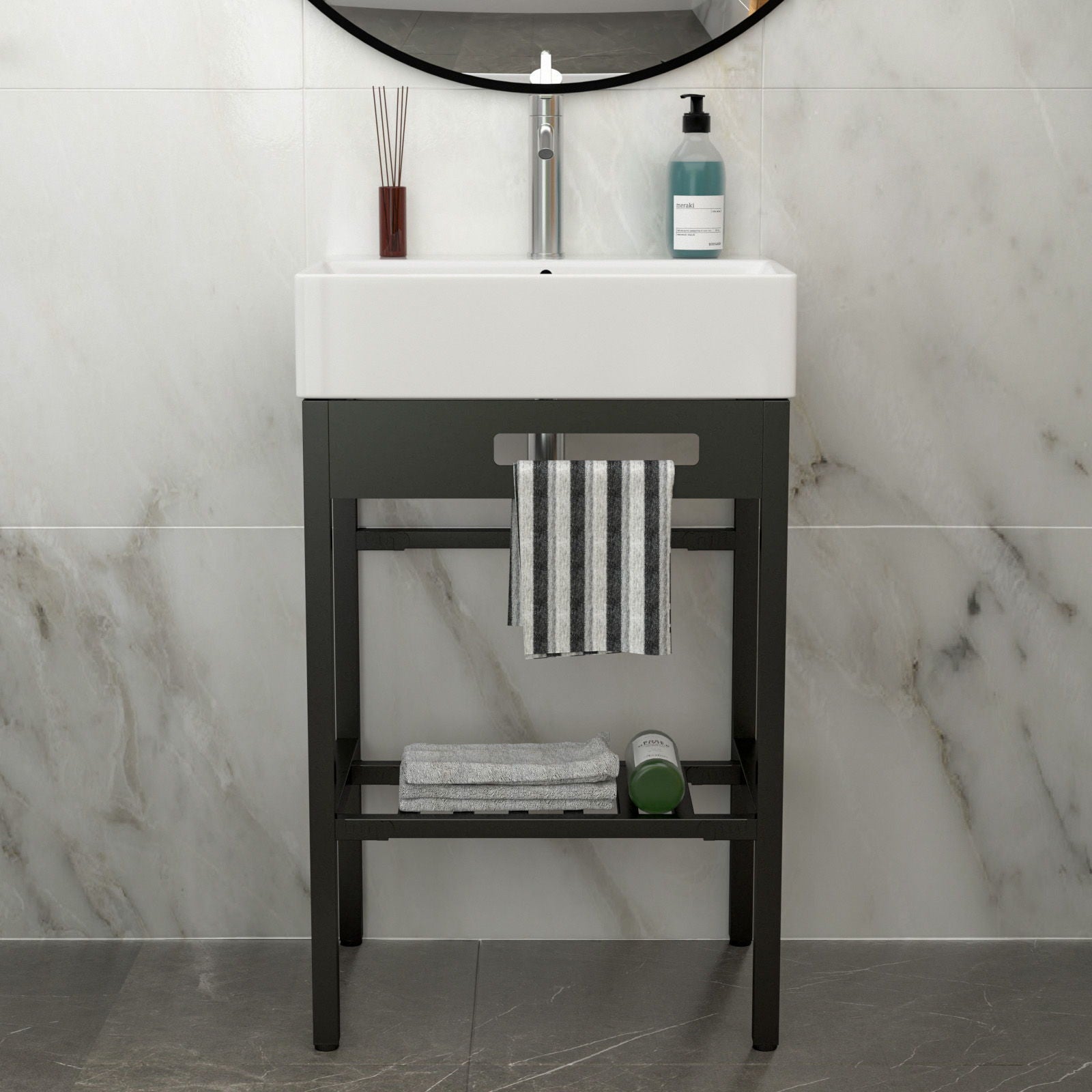 Console Sink With 304 Legs, 24&quot; X 16.75&quot;, Wall Mounted Design - White / Black