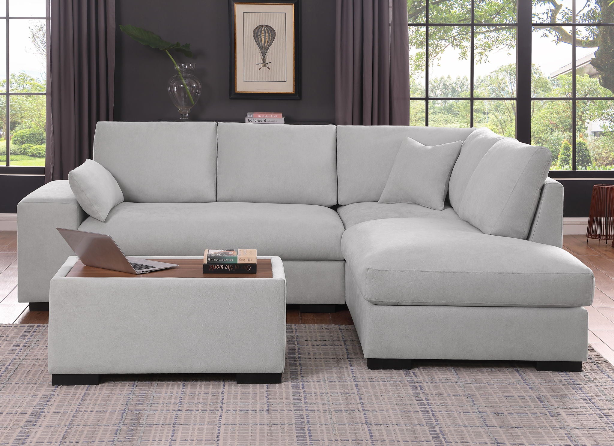 Joshua - 100&quot; Sectional Sofa with Right Facing Chaise and Console Ottoman