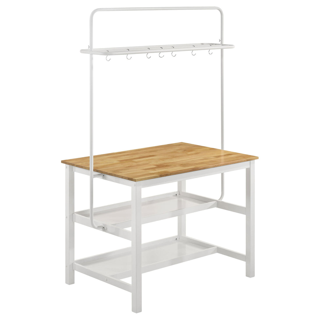 Cowichan - Kitchen Island Counter Table With Pot Rack - White