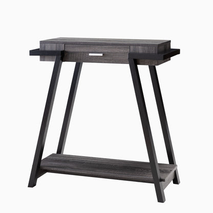 Modern Hallway Display Table With Drawer &amp; Bottom Shelve - Distressed Gray / Black