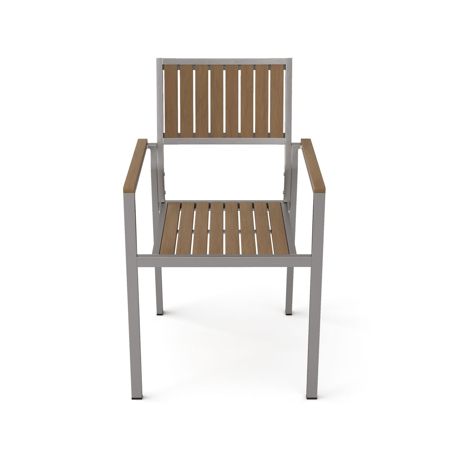 Stylish Modern Faux Wood &amp; Aluminum Outdoor Dining Chairs, (Set of 2) - Natural