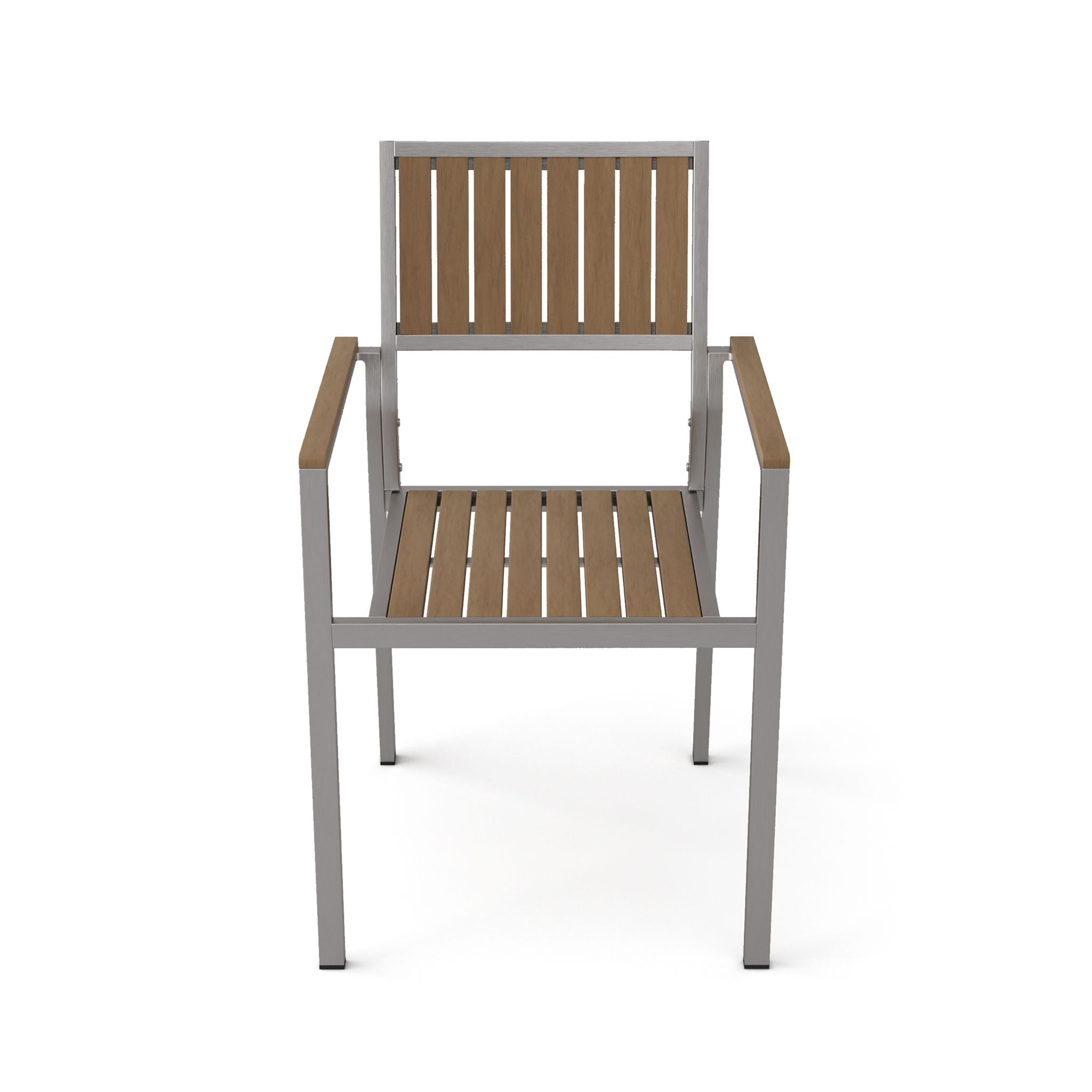 Stylish Modern Faux Wood &amp; Aluminum Outdoor Dining Chairs, (Set of 2) - Natural