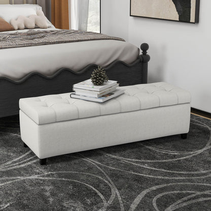 Upholstered Storage Ottoman Bench, Foot Rest For Bedroom
