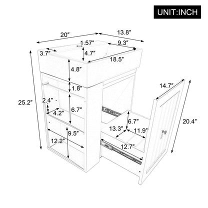 Modern Bathroom Vanity With Sink, Storage Cabinet, Drawer &amp; Side Shelf