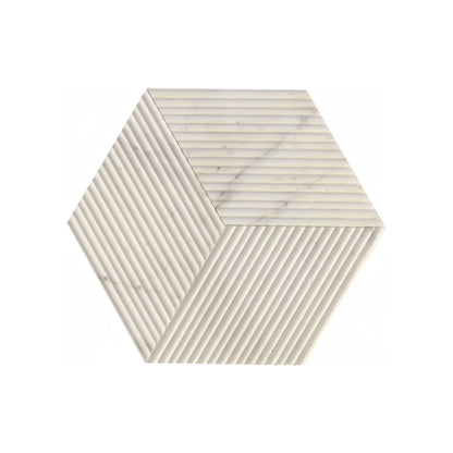 Hexagon Natural Stone Marble Tile, 3D Fluted (Set of 12)