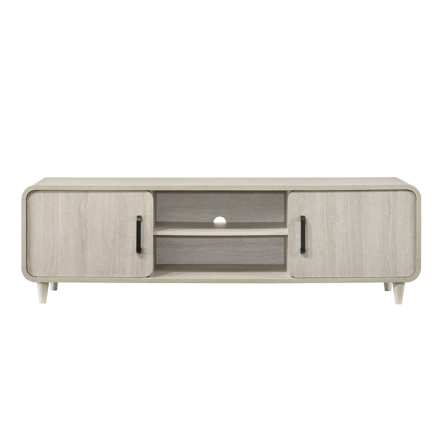 TV Stand With Sliding Doors And Handles, Living Room Furniture - Antique White