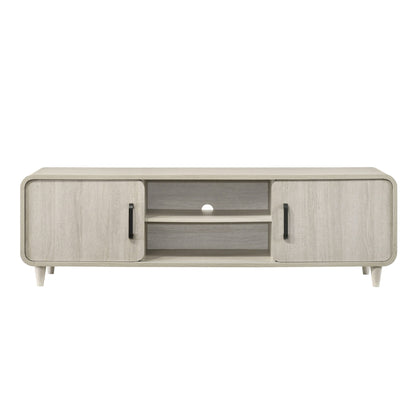 TV Stand With Sliding Doors And Handles, Living Room Furniture - Antique White