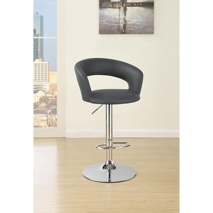 Bar Stool With Upholstery, Height Adjustable For Kitchen - Gray