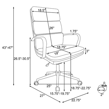 Molly - Upholstered Adjustable High Back Office Chair With Base - White