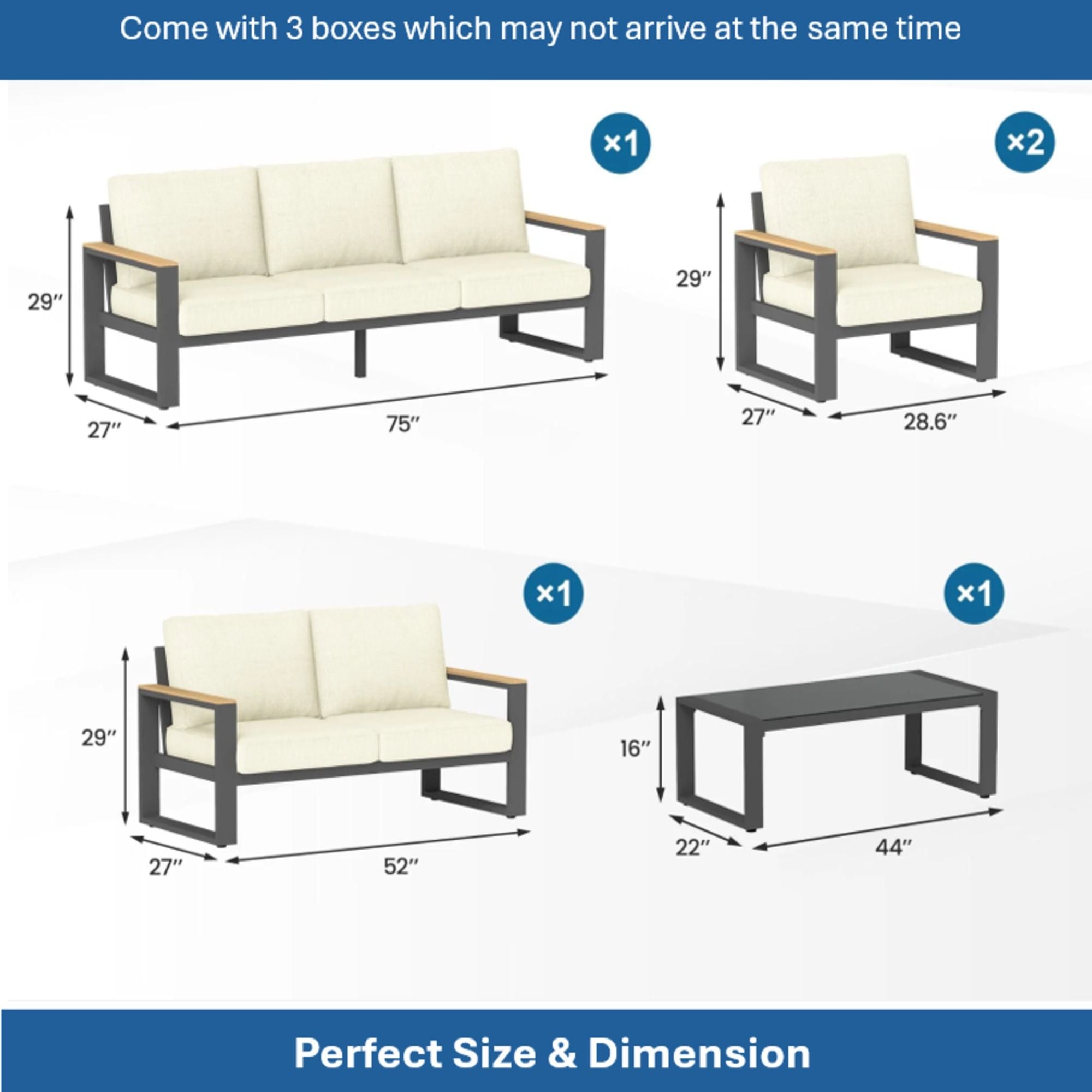 Modern Outdoor Sofa Set With Coffee Table