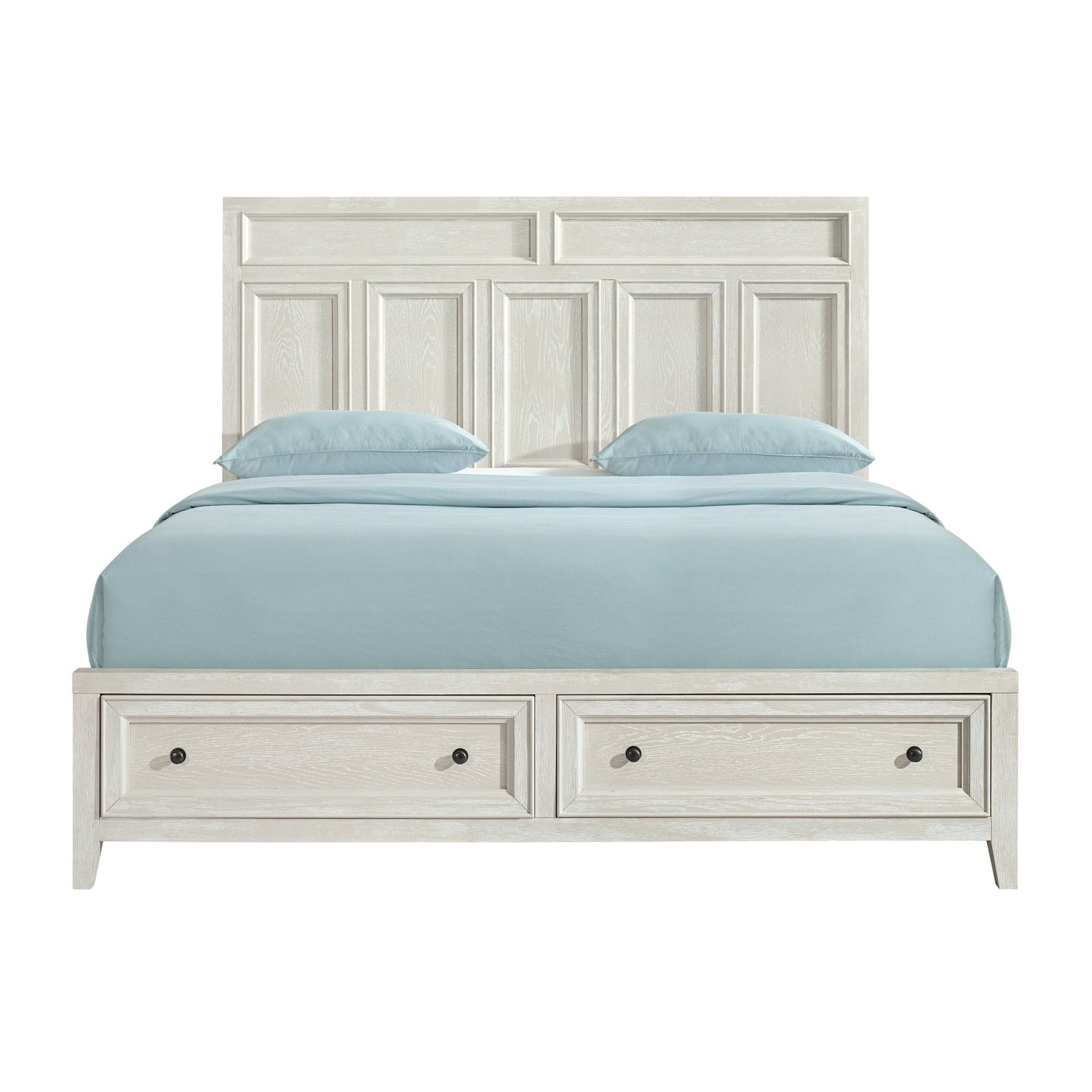 Storage Bed With Panel Headboard And Spacious Footboard Drawers