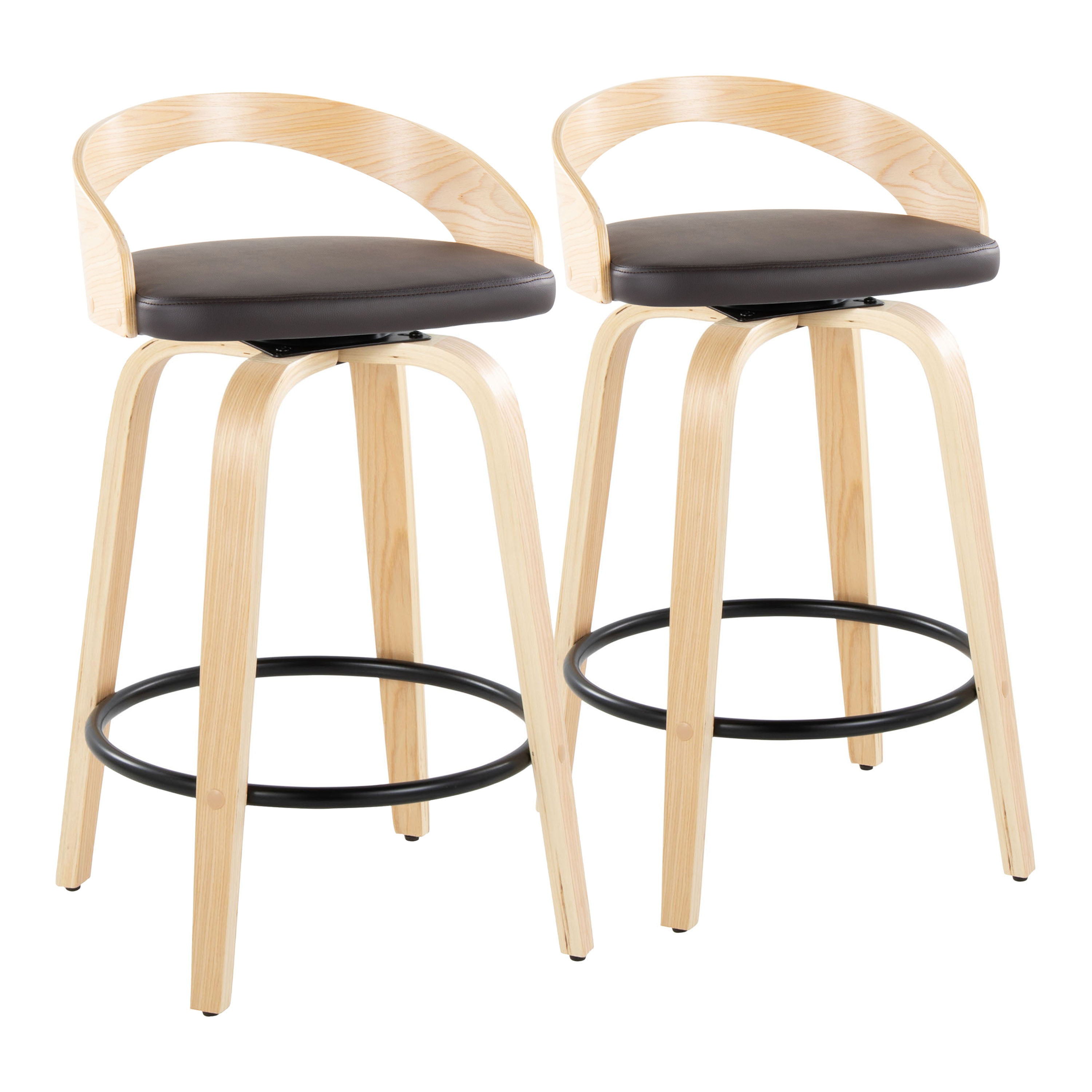 Grotto - Mid-Century Modern Fixed Height Counter Stool Swivel &amp;h Round Footrest