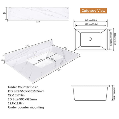 Bianco Carrara Venato Marble Vanity Top With Pre Drilled Faucet Hole And Undermount Sink