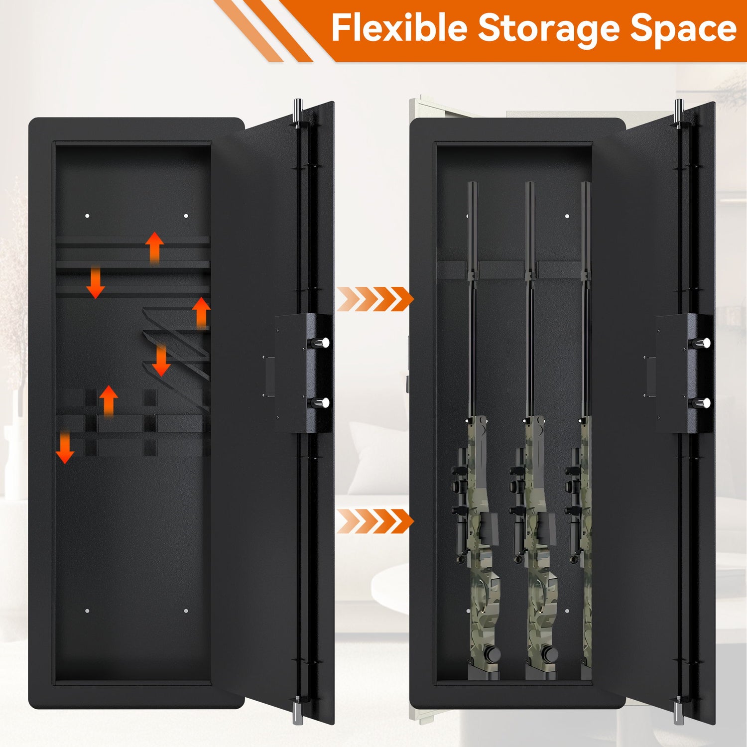 Wall Gun Safe, Gun Safes For Home, Gun Safes &amp; Cabinets, Wall Safes Between The Studs, Quick Access Rifle Safe With Removable Shelf And Digital Keypad