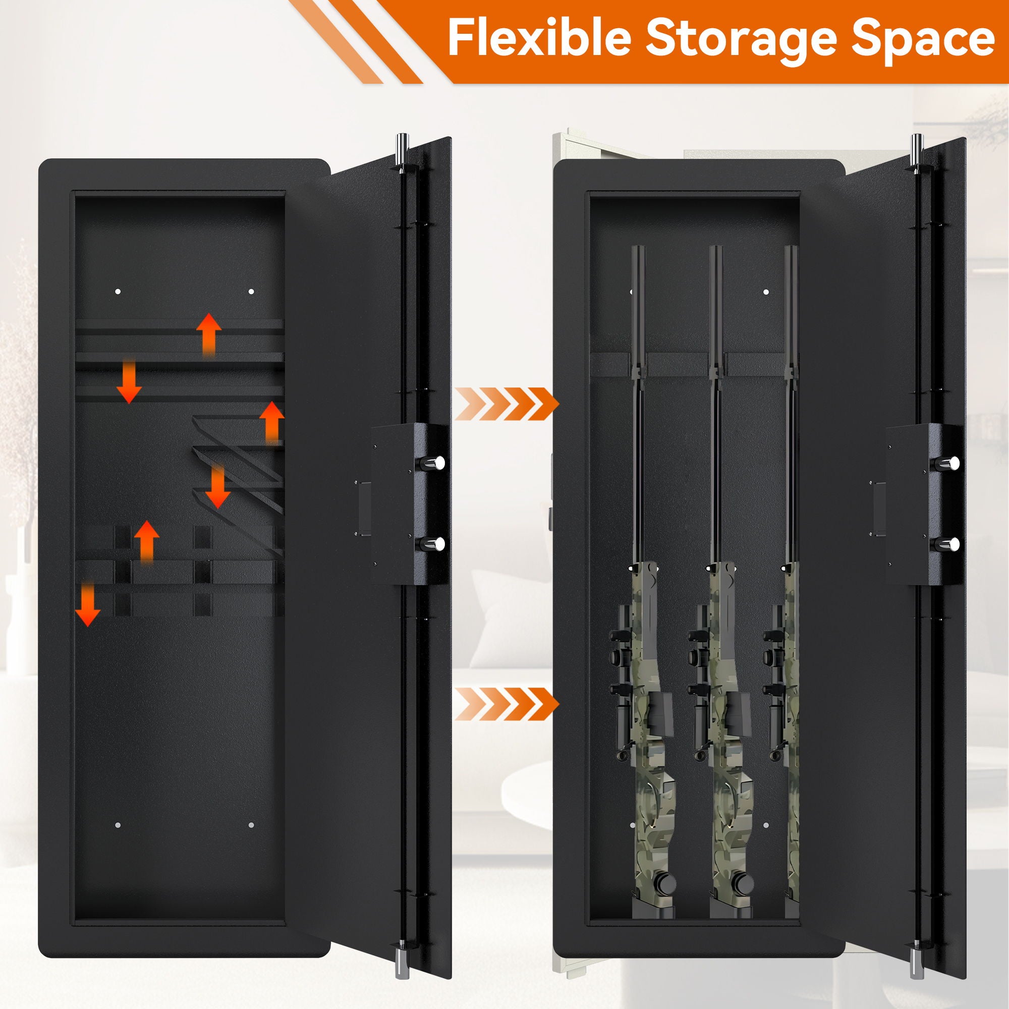 Wall Gun Safe, Gun Safes For Home, Gun Safes &amp; Cabinets, Wall Safes Between The Studs, Quick Access Rifle Safe With Removable Shelf And Digital Keypad