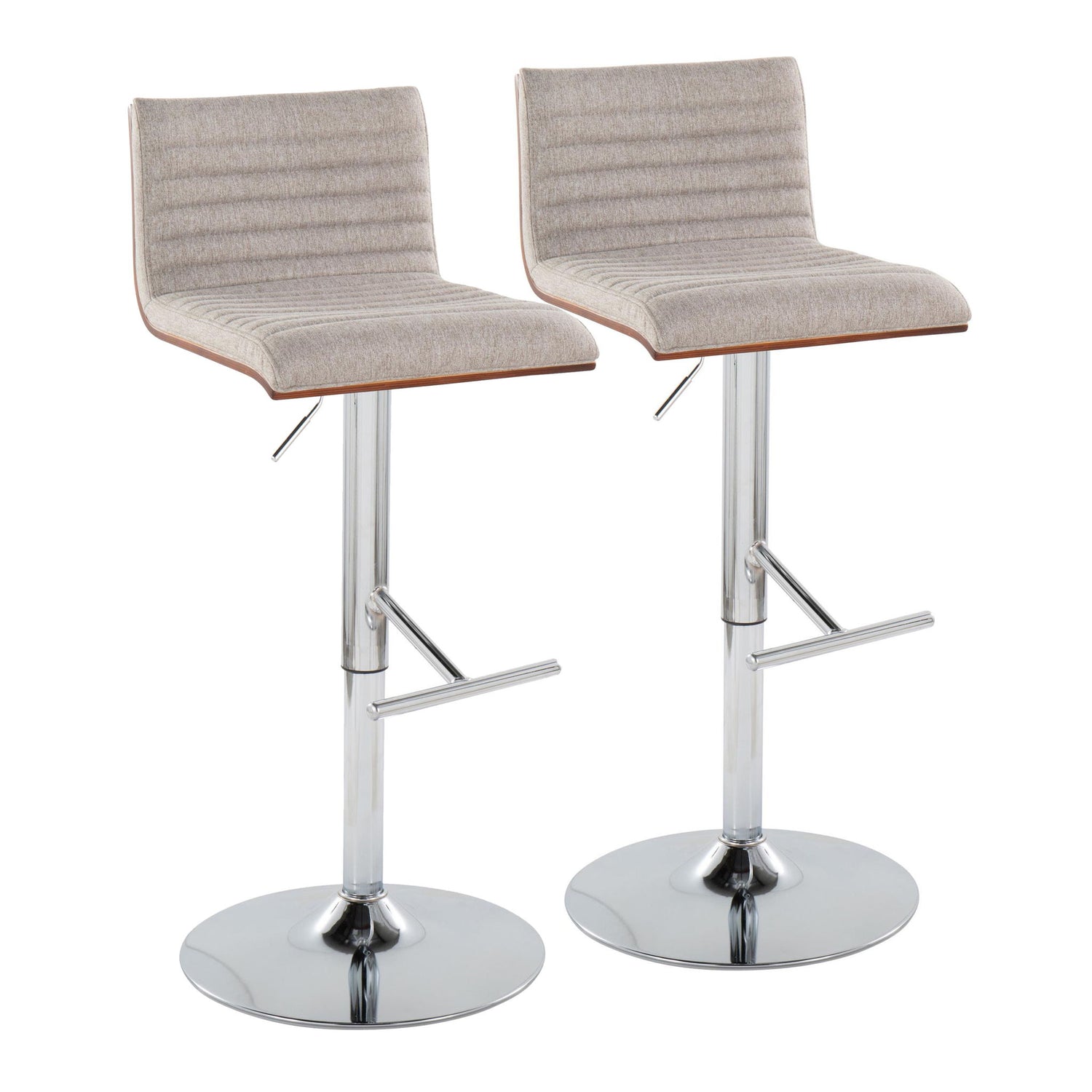Mason - Contemporary Adjustable Barstool &amp; Swivel With Straight T Footrest (Set of 2)