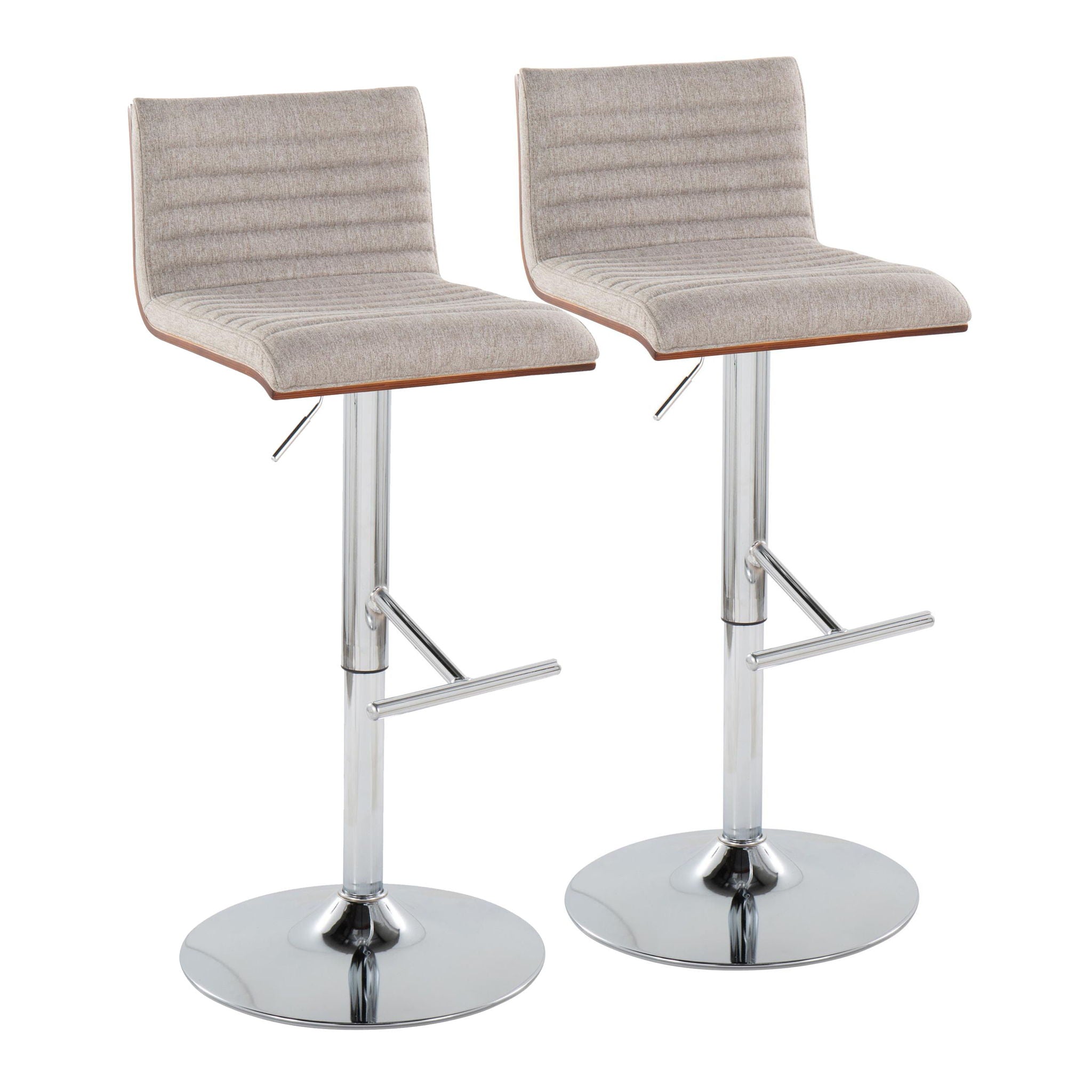 Mason - Contemporary Adjustable Barstool &amp; Swivel With Straight T Footrest (Set of 2)
