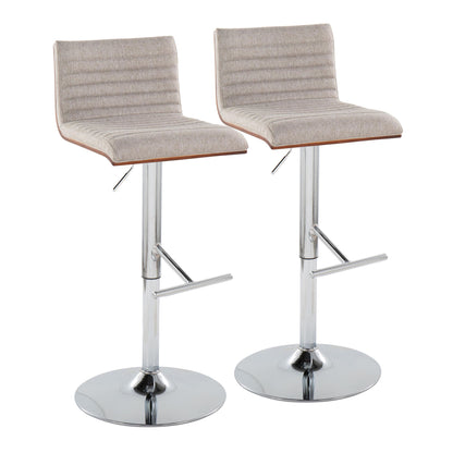 Mason - Contemporary Adjustable Barstool &amp; Swivel With Straight T Footrest (Set of 2)