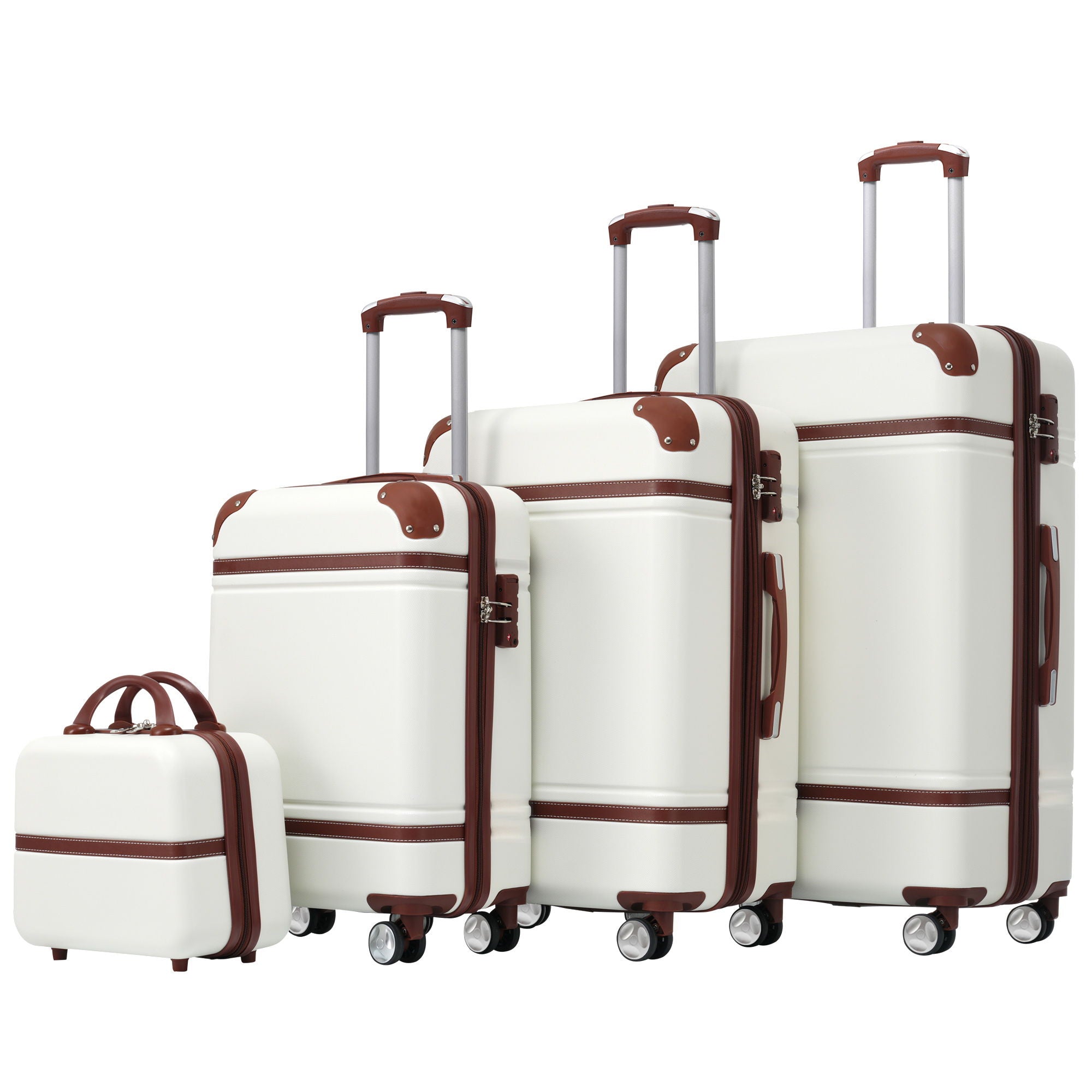 Hardshell Luggage Sets 4 Pieces 20&quot; / 24&quot; / 28&quot; Luggages And Cosmetic Case Spinner Suitcase With Tsa Lock Lightweight