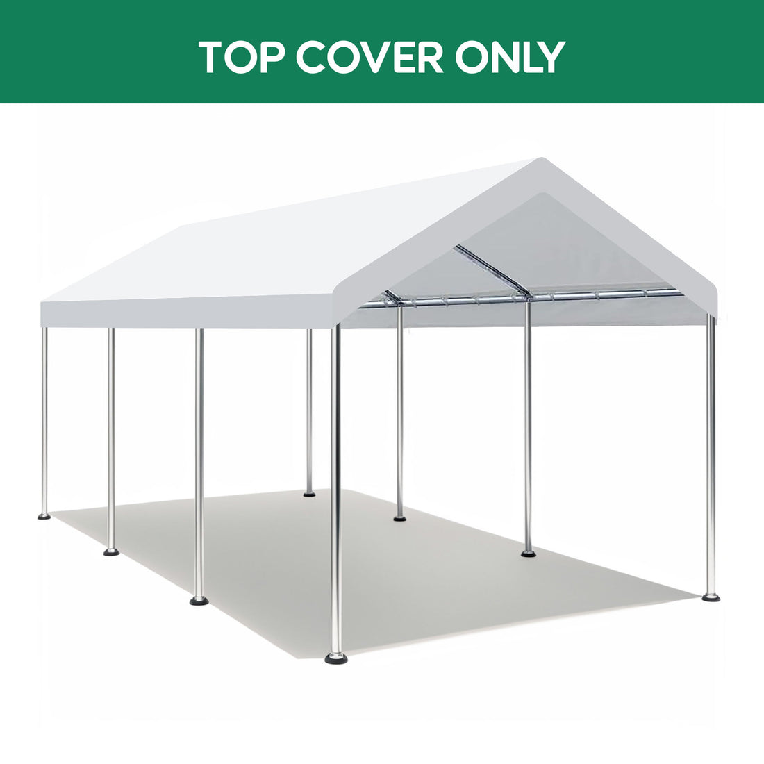 10 X 20 Ft Carport Canopy Cover Replacement Heavy Duty Waterproof Fabric With 36 Bungee Cords UV &amp; Tear Resistant (Cover Only) - White