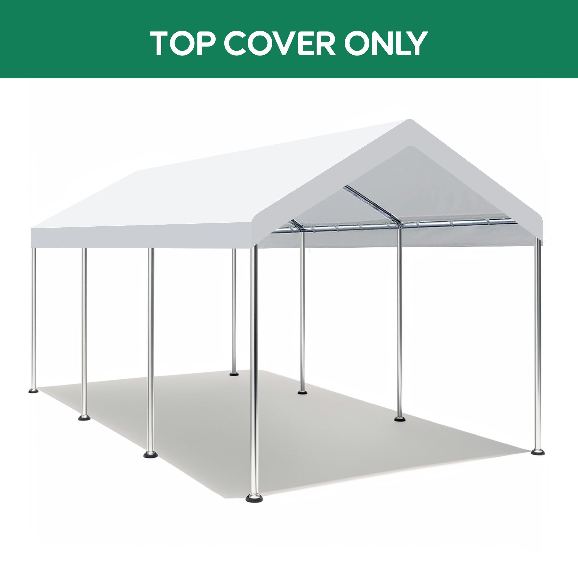 10 X 20 Ft Carport Canopy Cover Replacement Heavy Duty Waterproof Fabric With 36 Bungee Cords UV &amp; Tear Resistant (Cover Only) - White