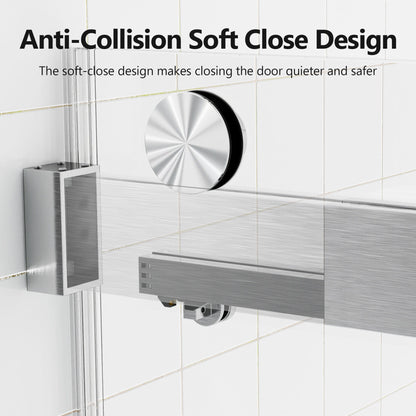 Frameless Double Sliding Soft-Close Shower Door, 3 / 8&quot; (10Mm) Thick SGCC Tempered Glass Door, Matte
