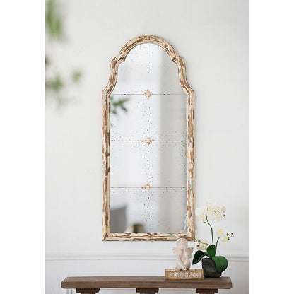 Large &amp; Framed Wall Mirror, Arched Mirror With Decorative Window Look For Living Room - Cream