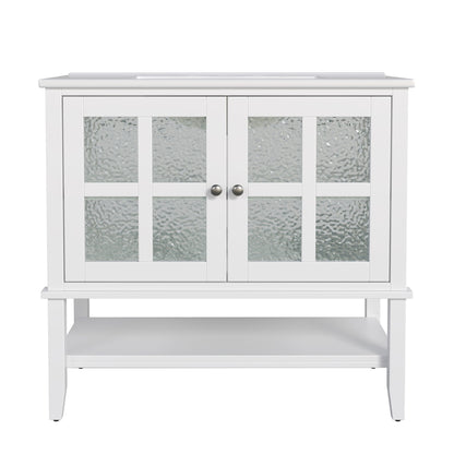 Bathroom Vanity With Ceramic Sink, Adjustable &amp; Open Shelf