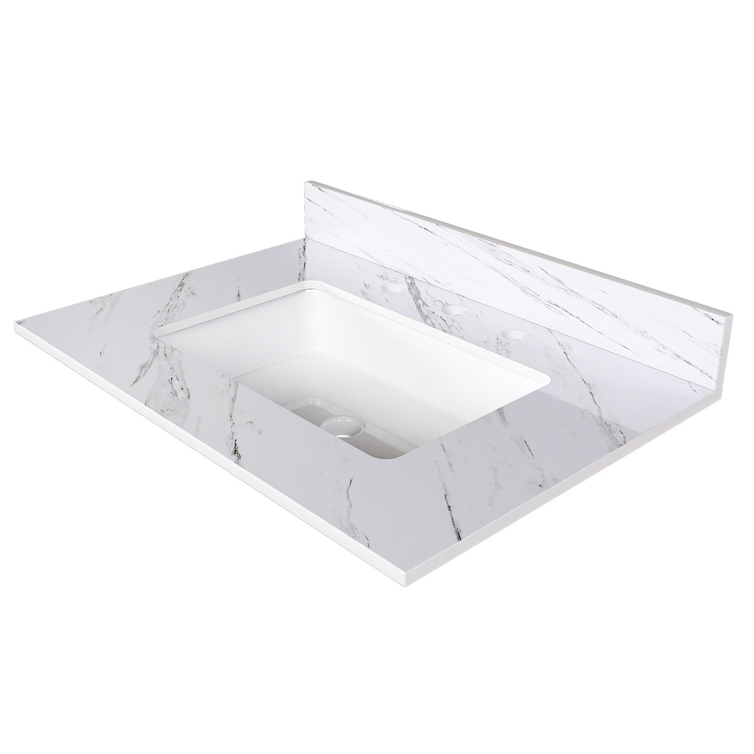 Bianco Carrara Venato Elegant Marble Vanity Top, Bathroom Vanity With Undermount Sink, Sintered Stone