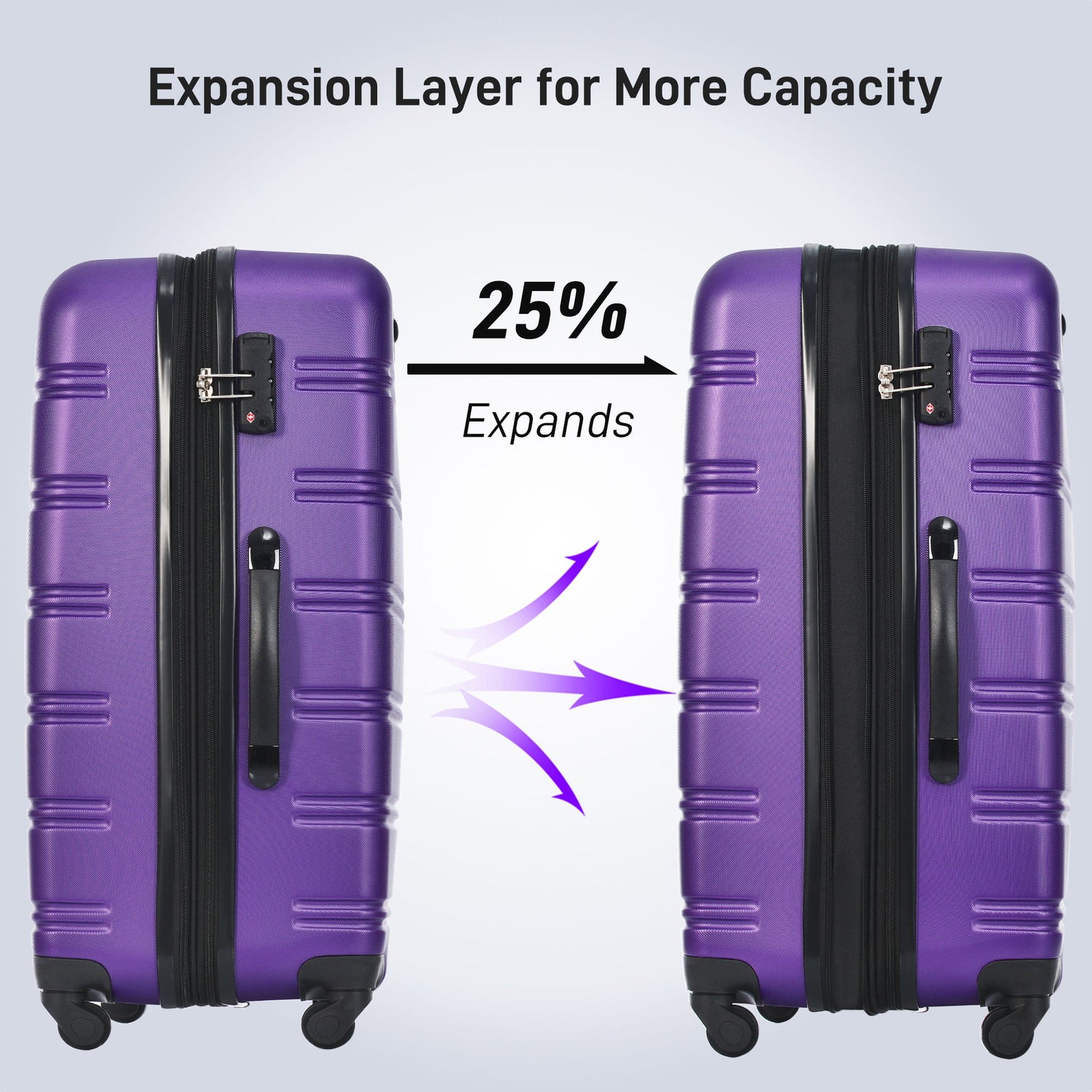 Hardshell Luggage Sets 24&quot; Bag Spinner Suitcase With Tsa Lock Lightweight