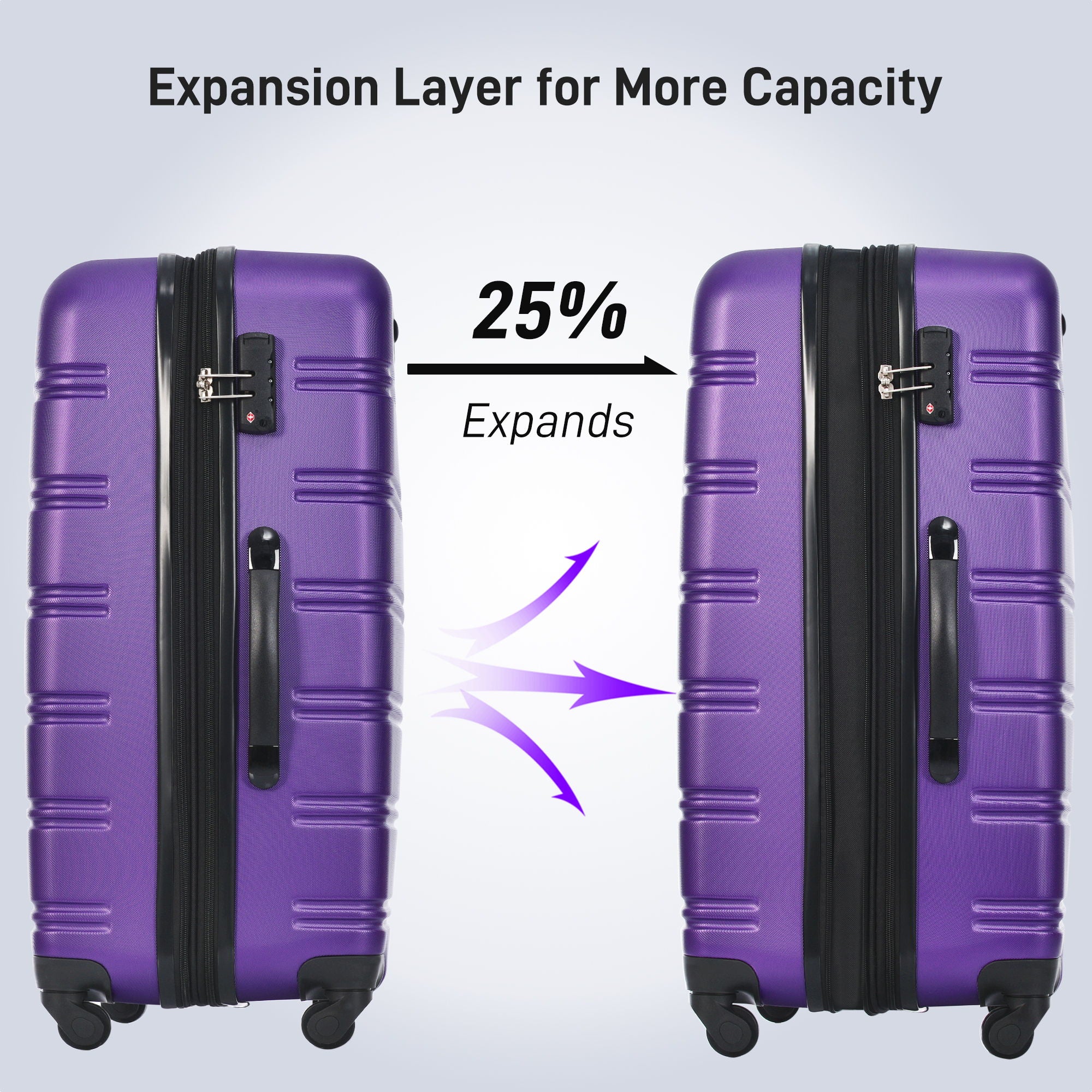 Hardshell Luggage Sets 24&quot; Bag Spinner Suitcase With Tsa Lock Lightweight