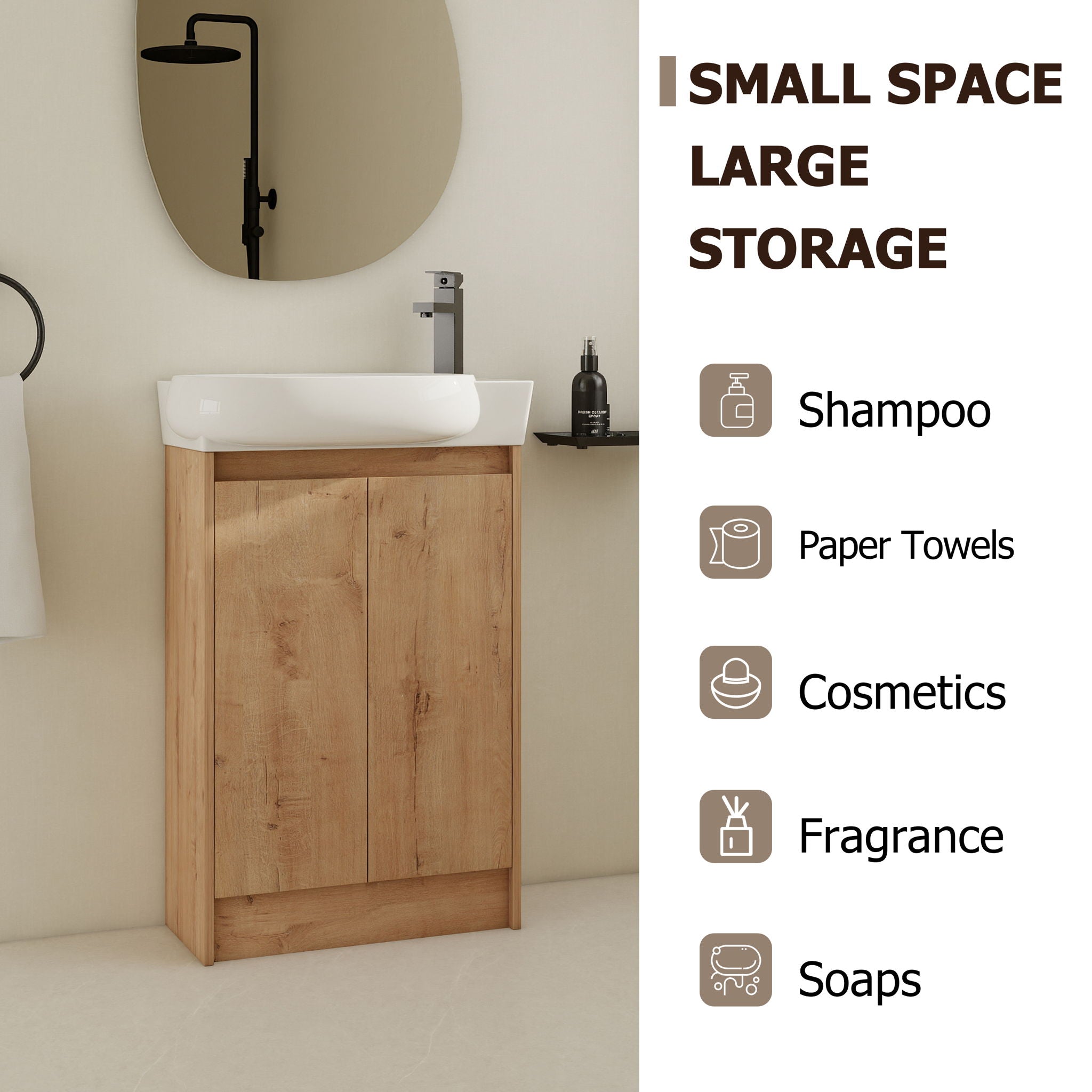 Freestanding Bathroom Vanity &amp; Sink, Soft Close Doors