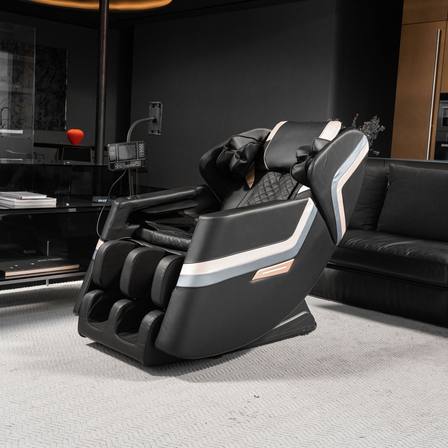 Massage Chair Recliner, Zero Gravity &amp; Full Body Air Pressure - Black