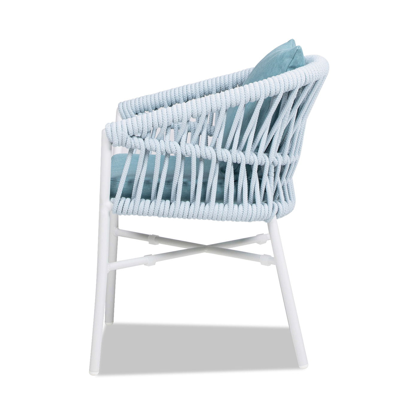 Maiden - Barrel Back Aluminum &amp; Rope Outdoor Patio Dining Chair, Sunproof Olefin (Set of 2)