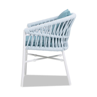 Maiden - Barrel Back Aluminum &amp; Rope Outdoor Patio Dining Chair, Sunproof Olefin (Set of 2)